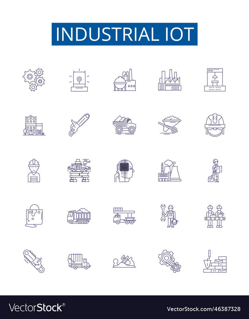 Industrial iot line icons signs set design