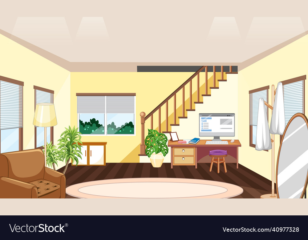 Living room scene with workspace Royalty Free Vector Image