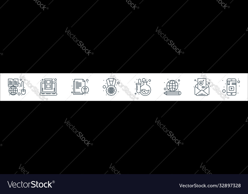 Online learning line icons linear set quality