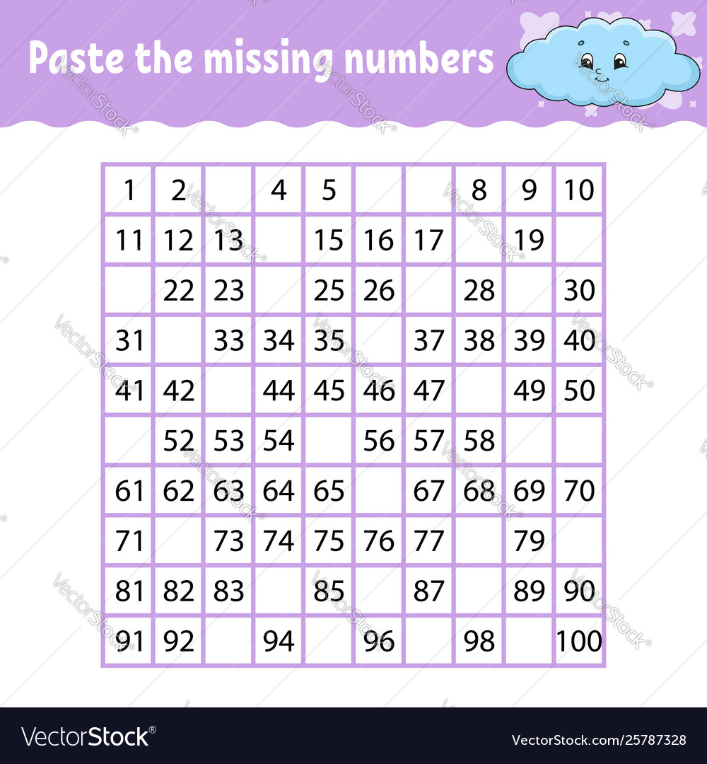 Paste missing numbers handwriting practice vector image Paste missing numbers handwriting practice