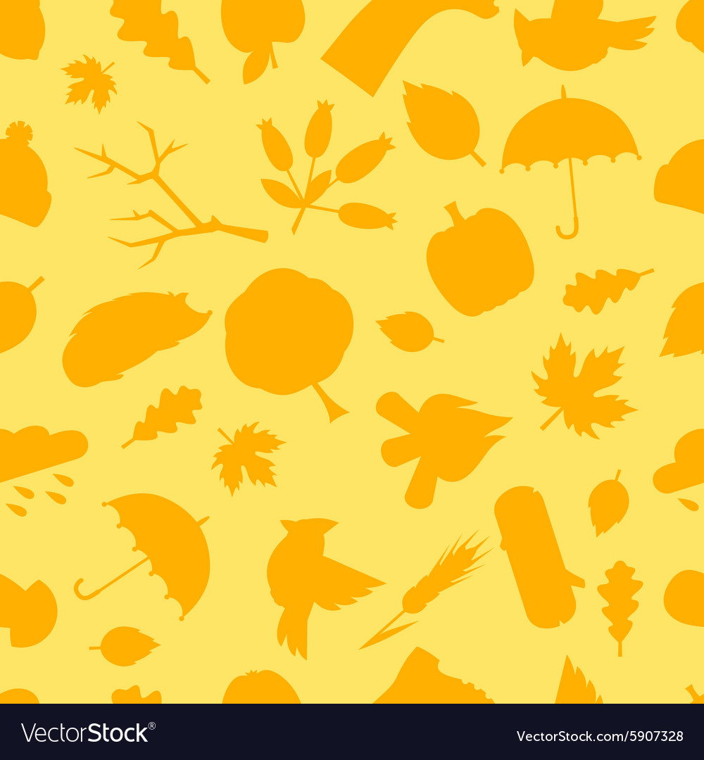Seamless pattern with autumn icons and objects