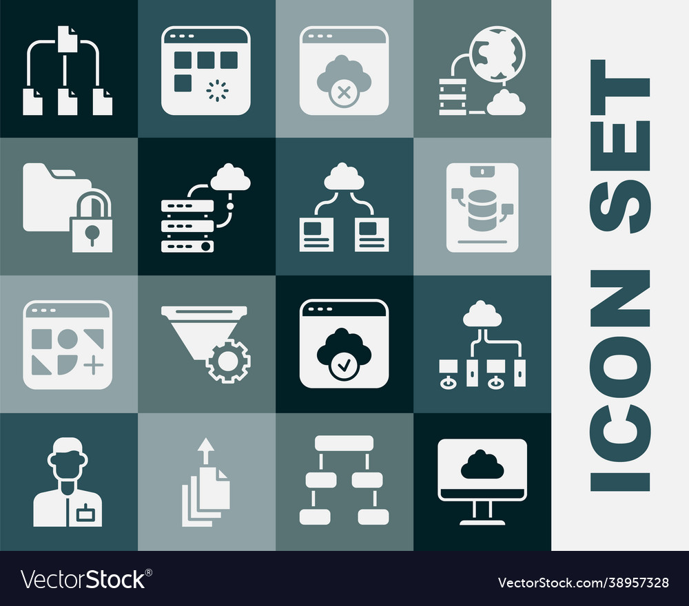 Set cloud technology data transfer computer vector image Set cloud technology data transfer computer