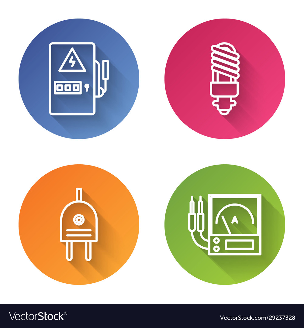 Set line electrical panel led light bulb Vector Image