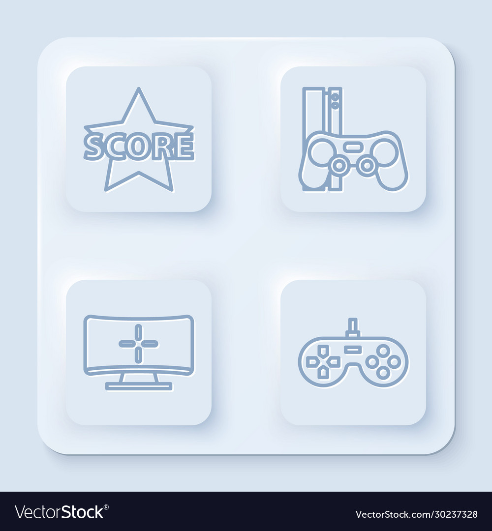 Set line star game console with joystick vector image Set line star game console with joystick