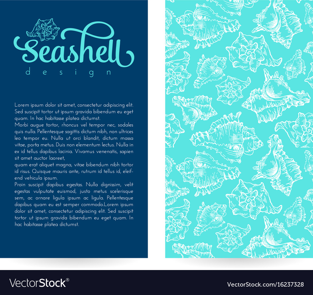 Sketch seashell card template background