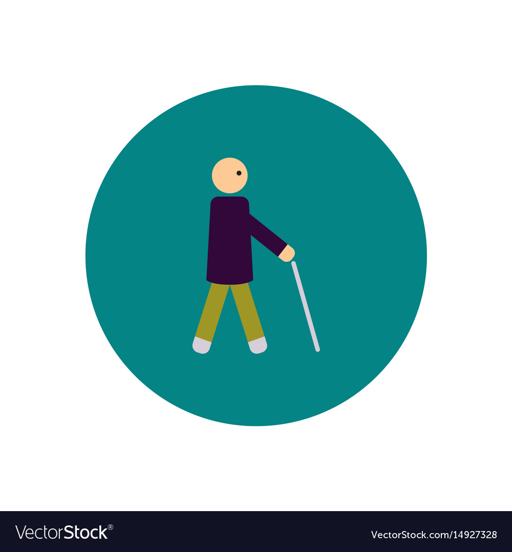 Stylish icon in color circle man with stick