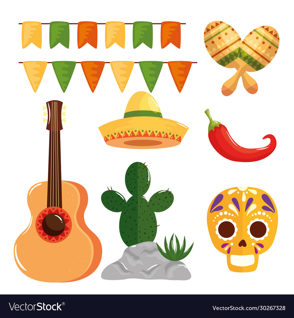 Traditional icons set cinco de mayo Royalty Free Vector