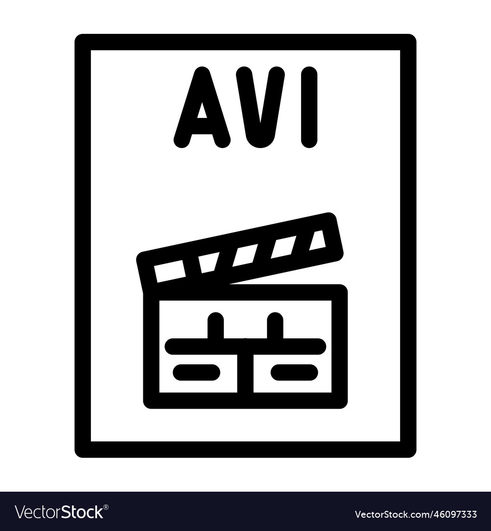 Avi file format document line icon