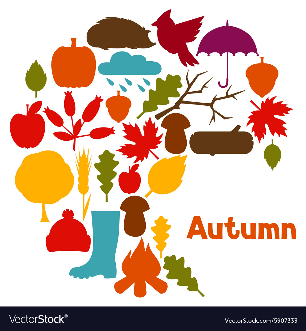 Background design with autumn icons and objects