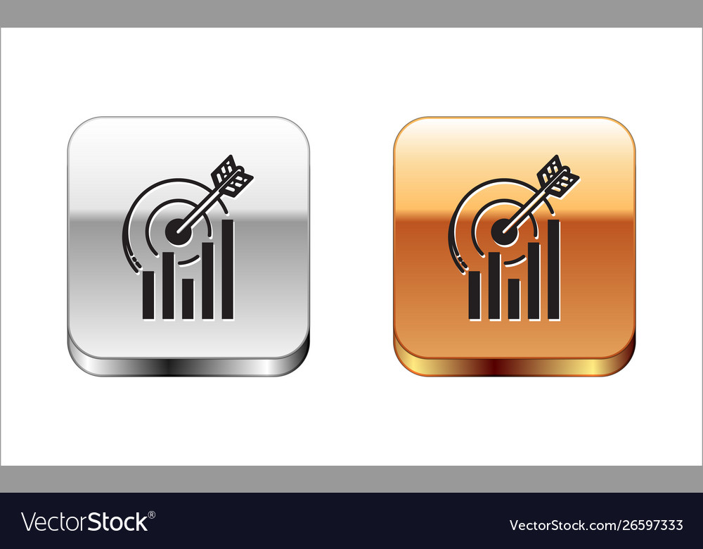 Black target with graph chart icon isolated Vector Image Black target with graph chart icon isolated
