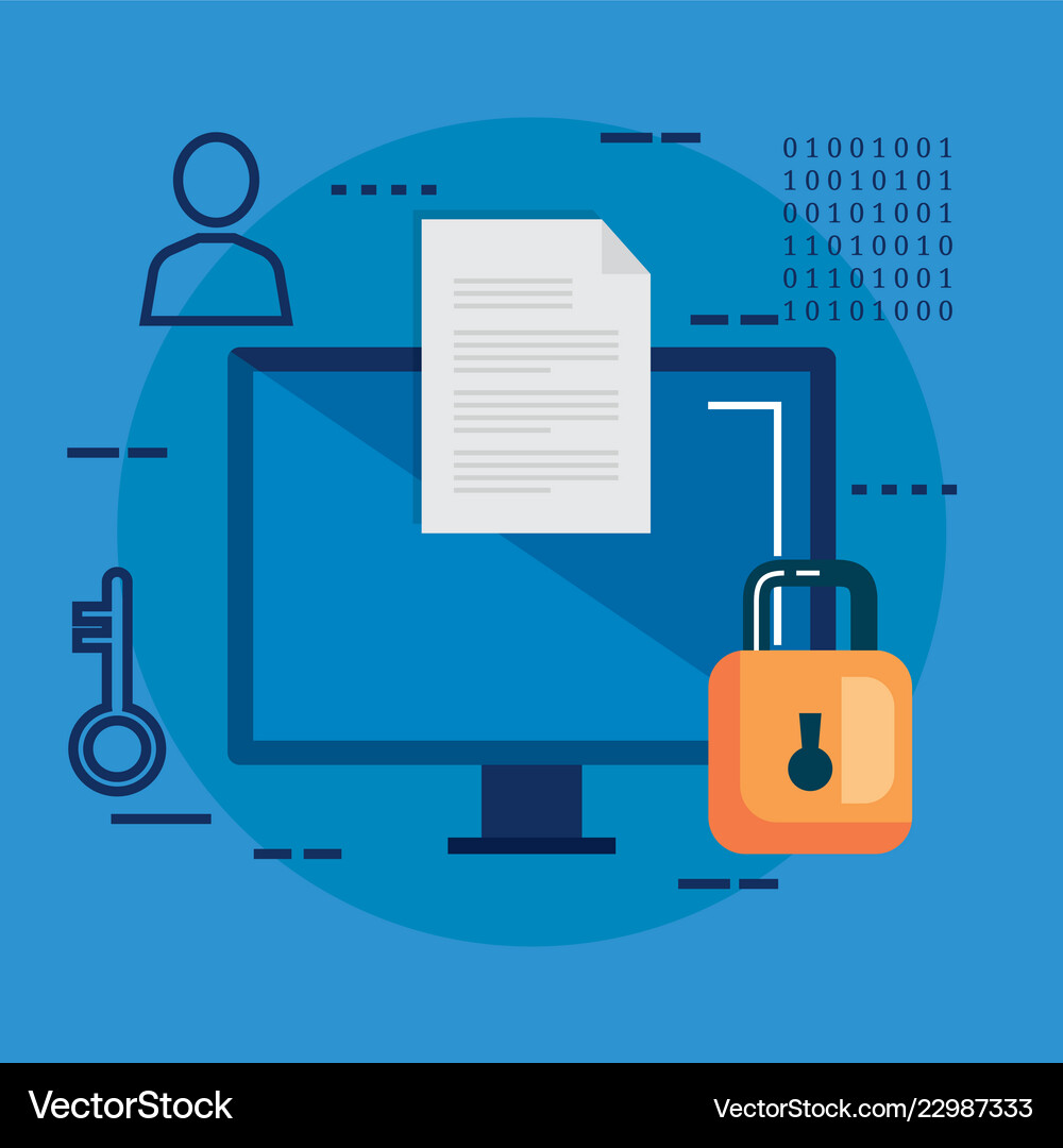 Data center security with desktop Royalty Free Vector Image