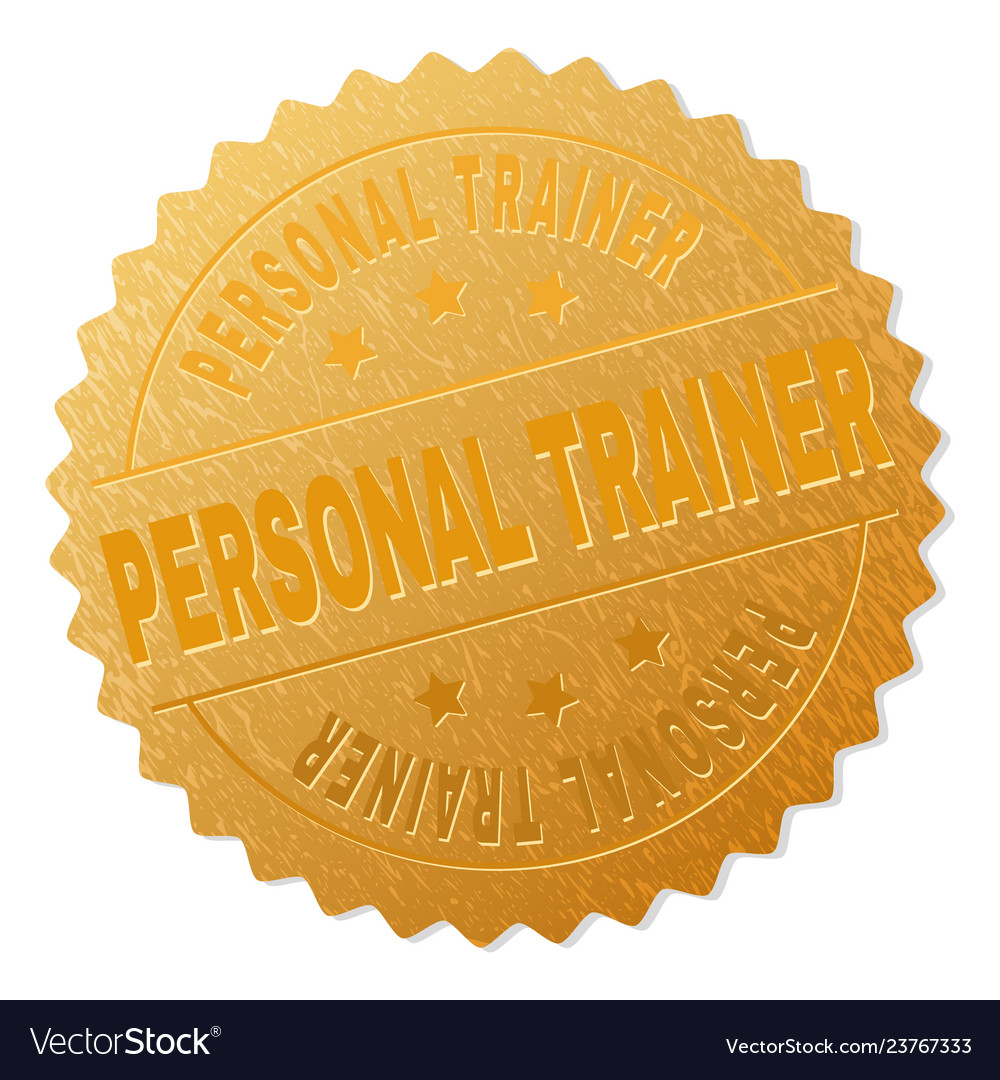 Golden personal trainer medallion stamp