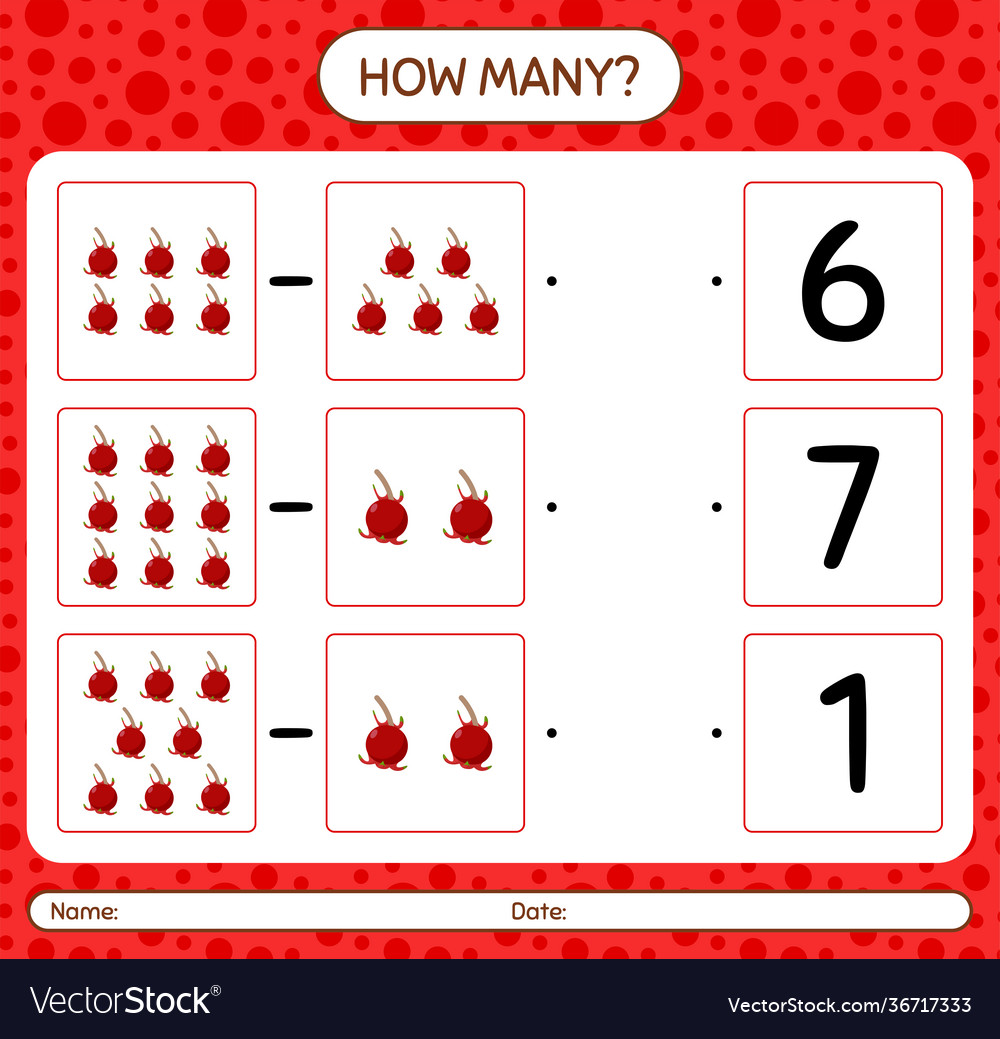 How many counting game with ugni worksheet vector image How many counting game with ugni worksheet