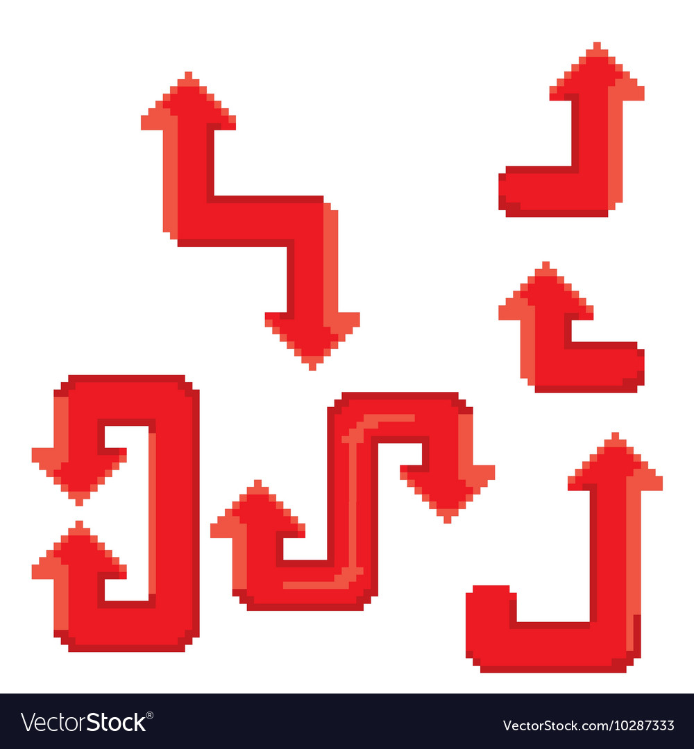 Red pixel style arrow set