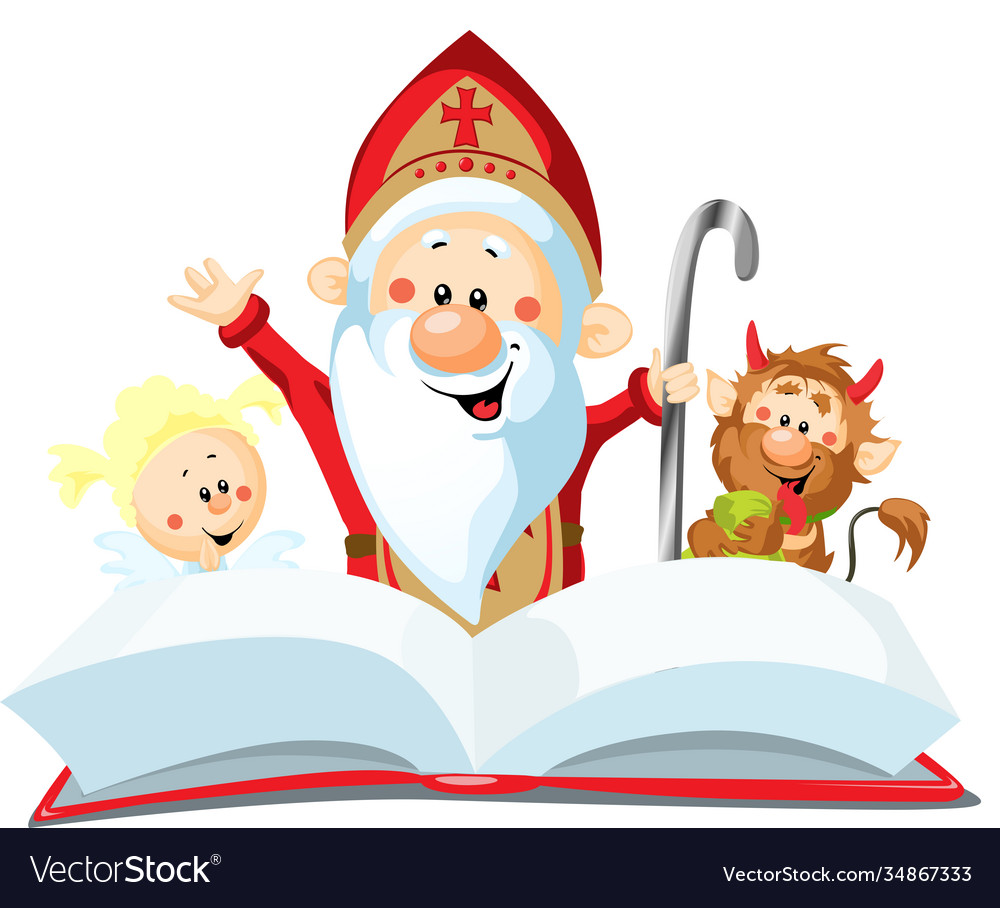 Saint Nicholas Devil And Angel Royalty Free Vector Image