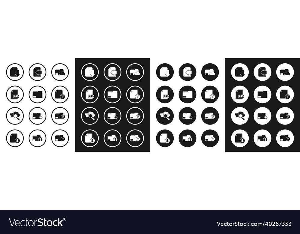 Set cloud storage text document folder Vector Image Set cloud storage text document folder
