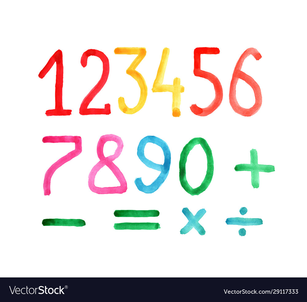 Set numbers and arithmetic signs imitation vector image Set numbers and arithmetic signs imitation