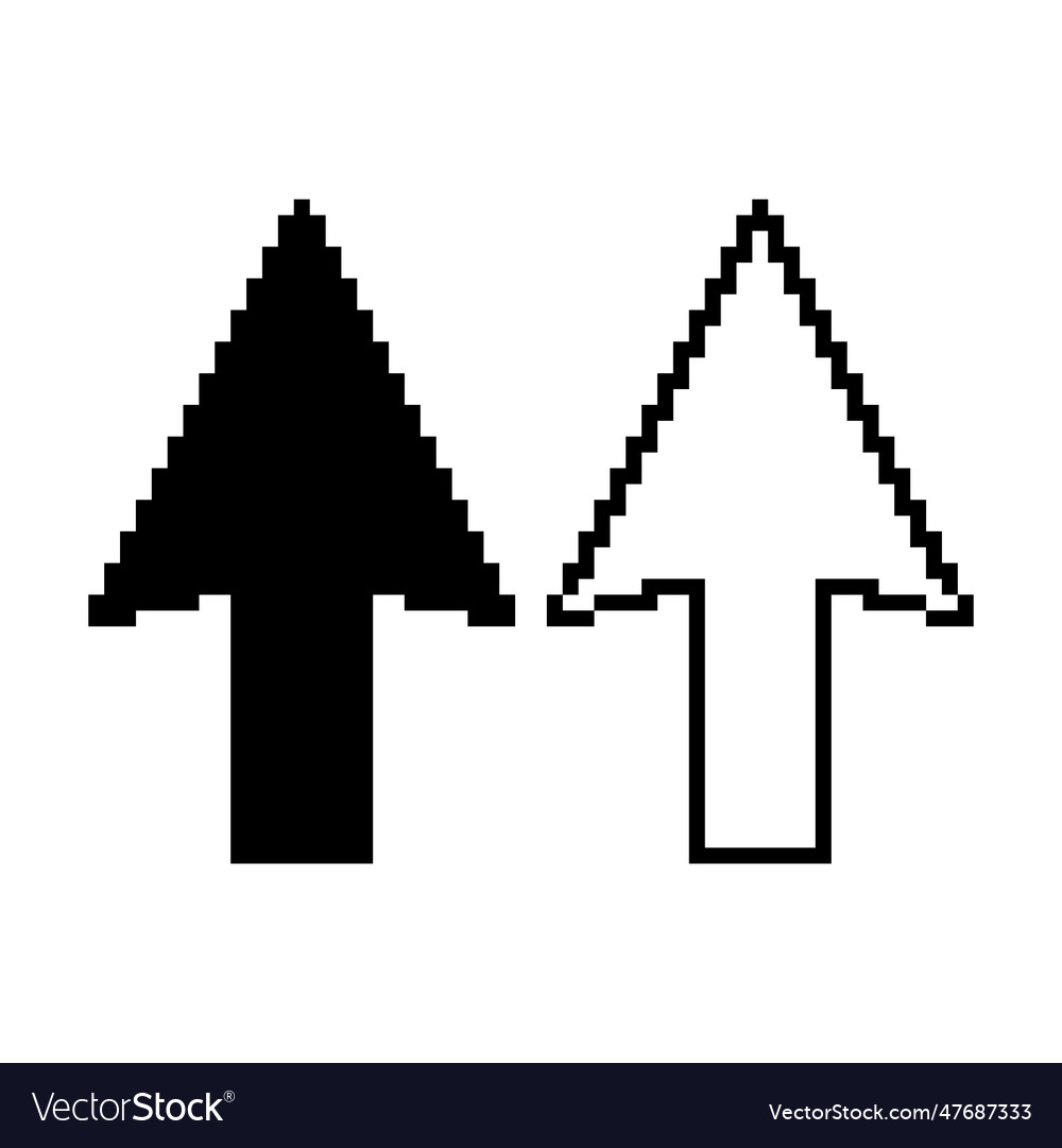 Set of arrow pixel icon web cursor click mouse vector image Set of arrow pixel icon web cursor click mouse