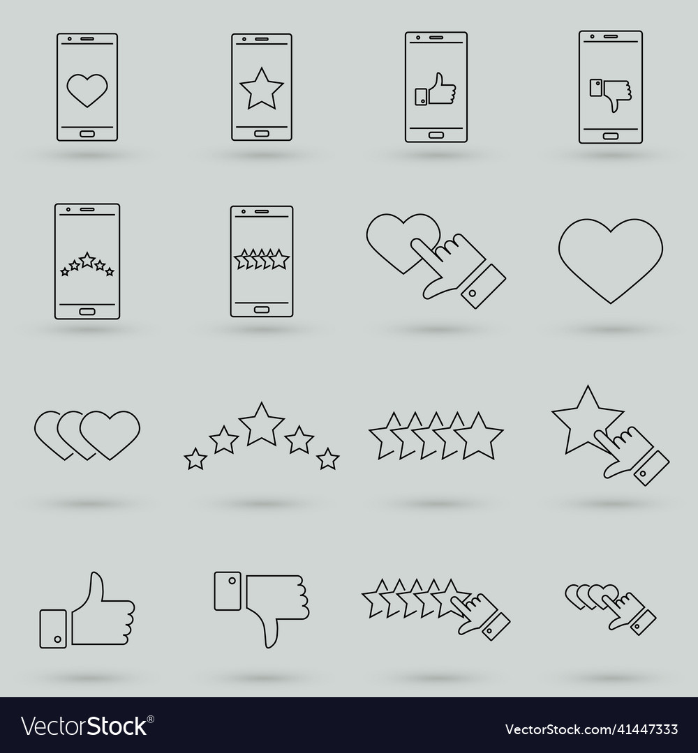 Simple set of feedback related line icons linear vector image Simple set of feedback related line icons linear
