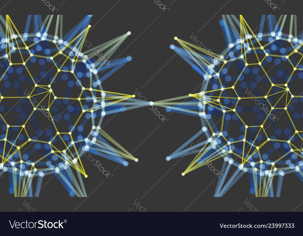 Sphere with connected lines and dots glowing grid vector image Sphere with connected lines and dots glowing grid