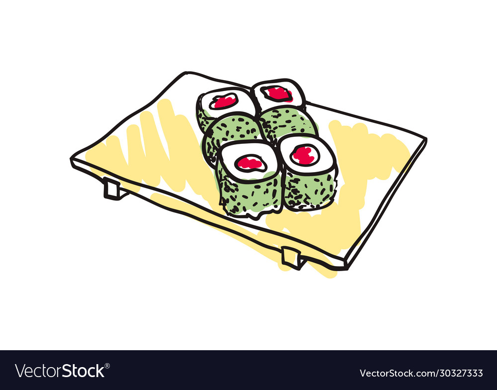 Sushi set hand drawn icon