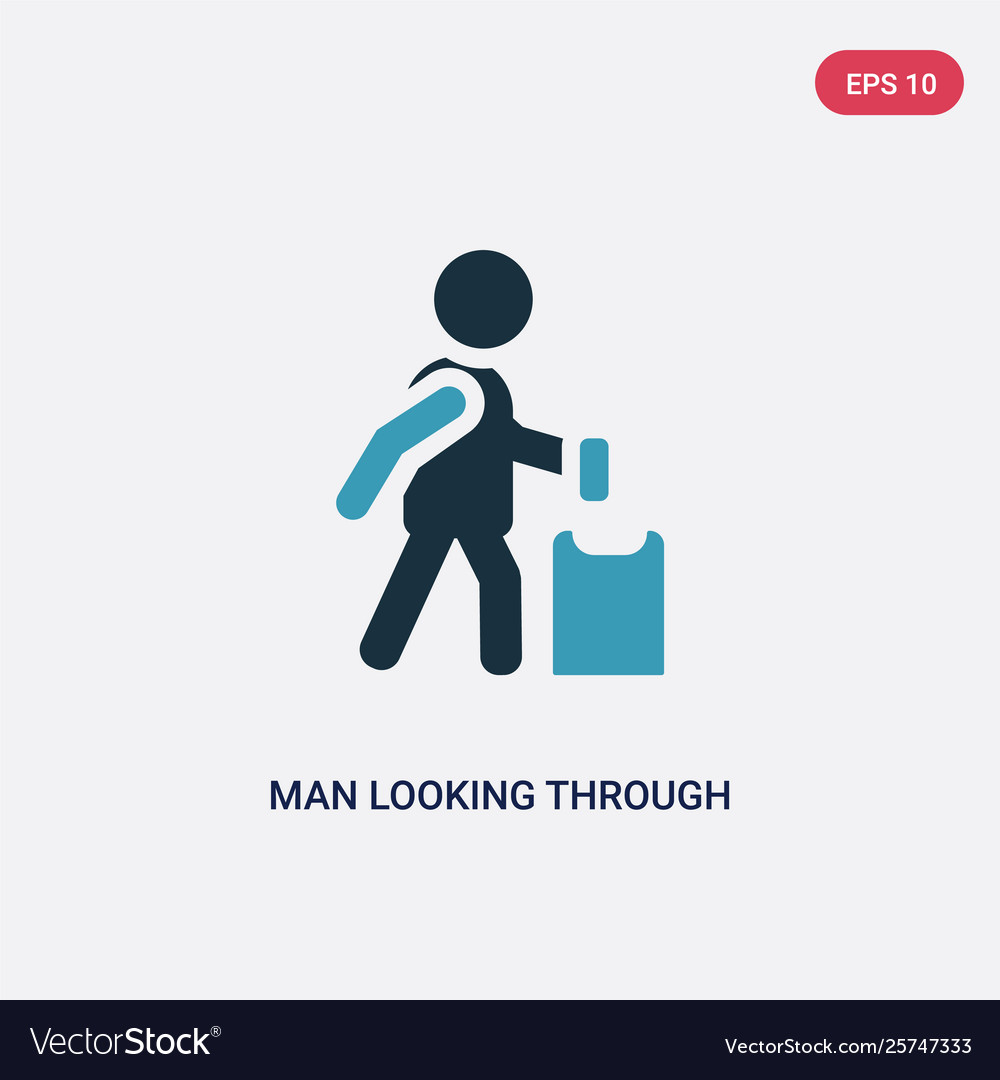 Two color man looking through garbage vector image Two color man looking through garbage