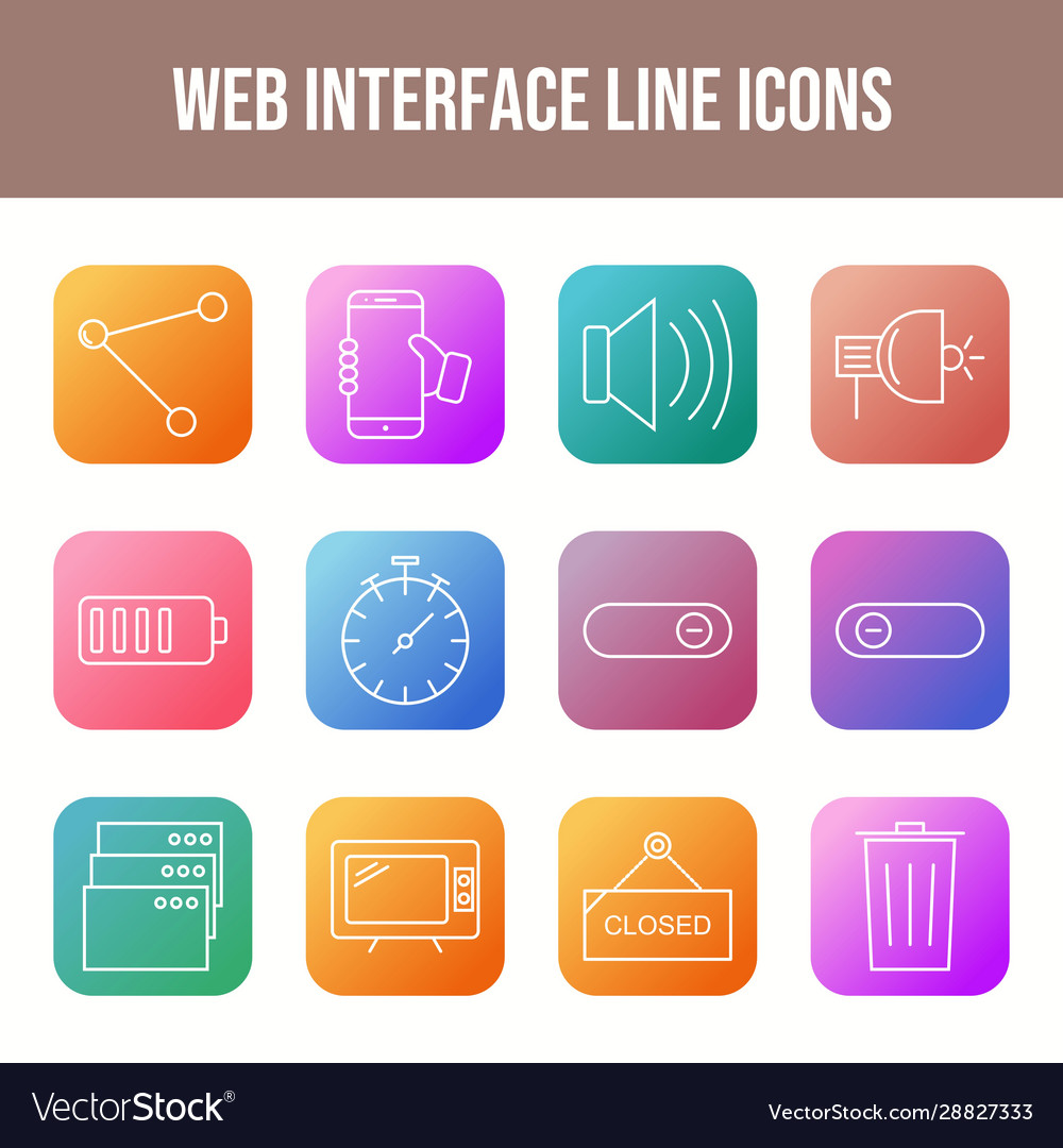 Unique web interface line icons set
