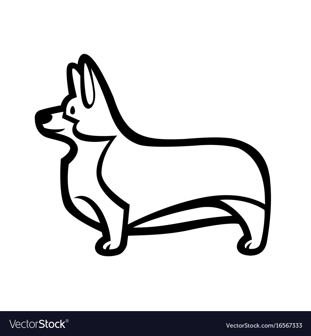 Корги рисунок черно белый