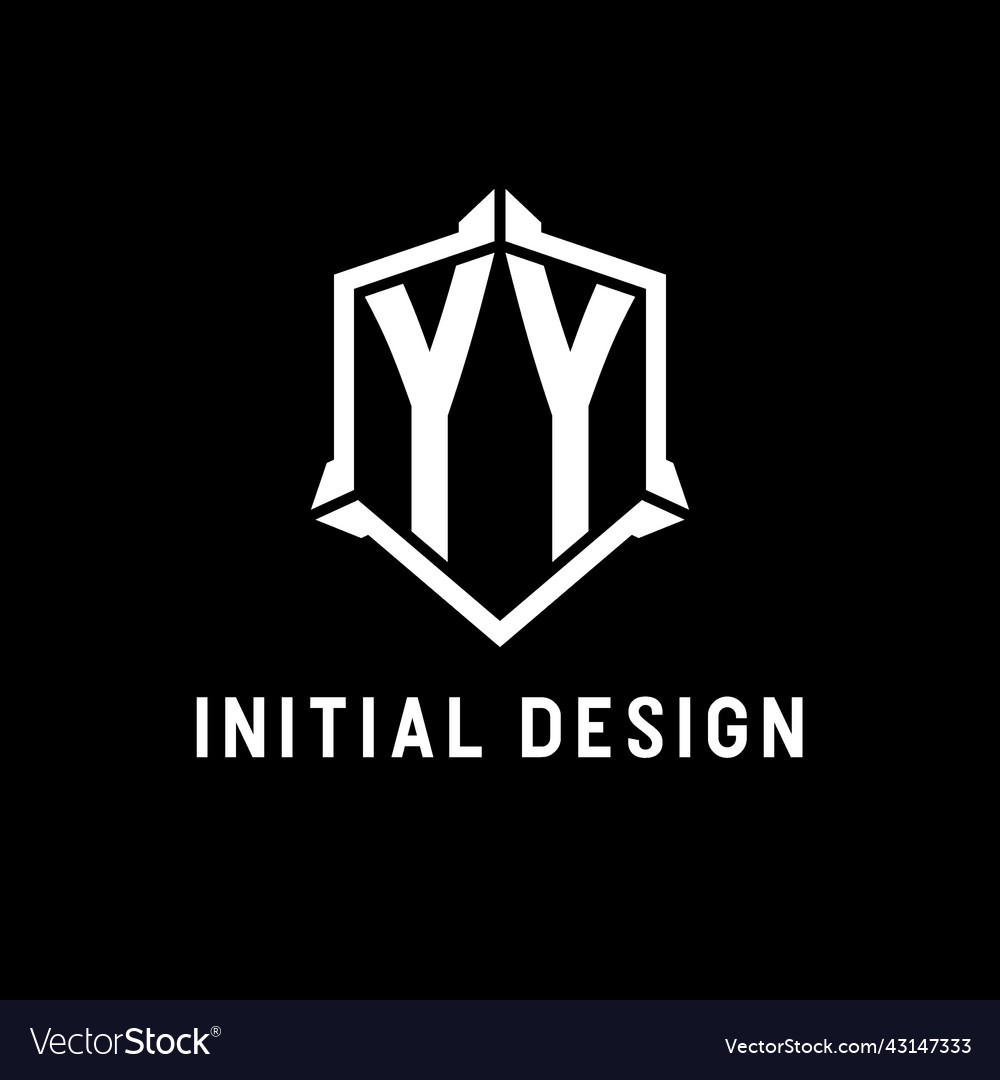 Yy logo initial with shield shape design style Vector Image Yy logo initial with shield shape design style