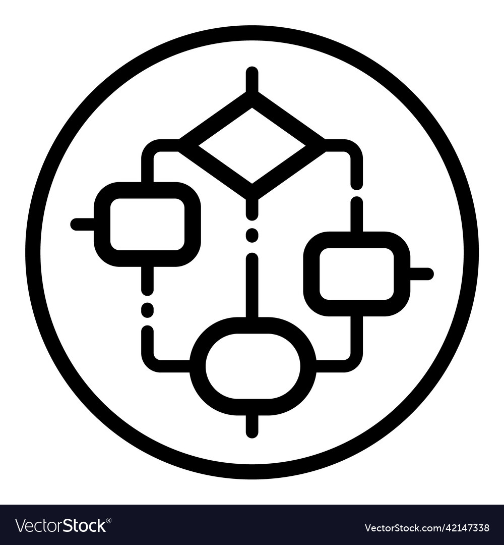 Algorithm tree circle flat icon isolated on white