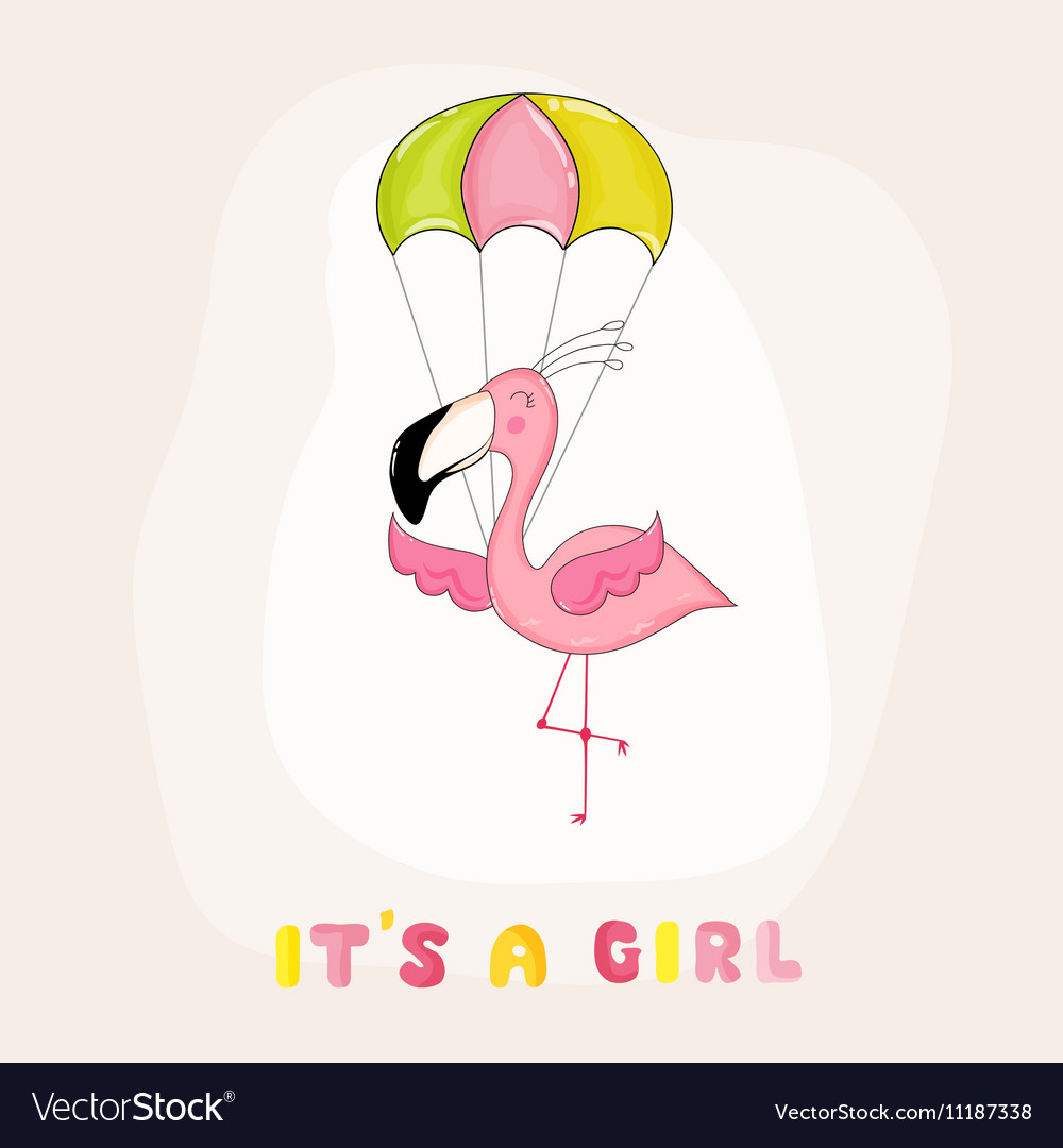 Baby Shower Or Arrival Card Flamingo Girl Vector Image
