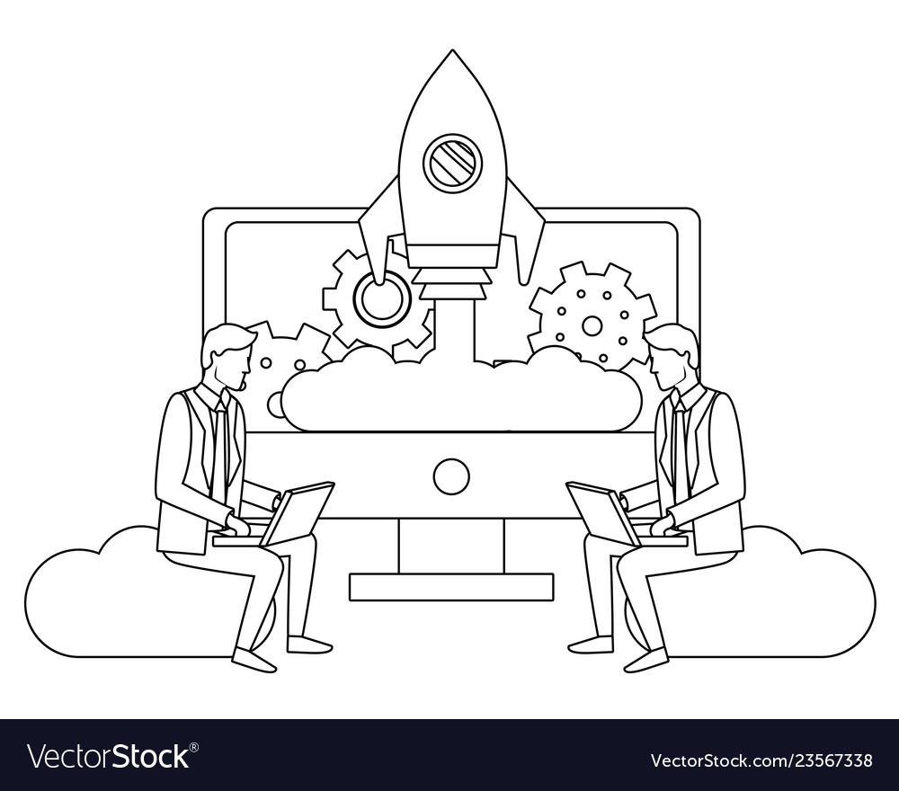 Businessmen teamwork avatar in black and white