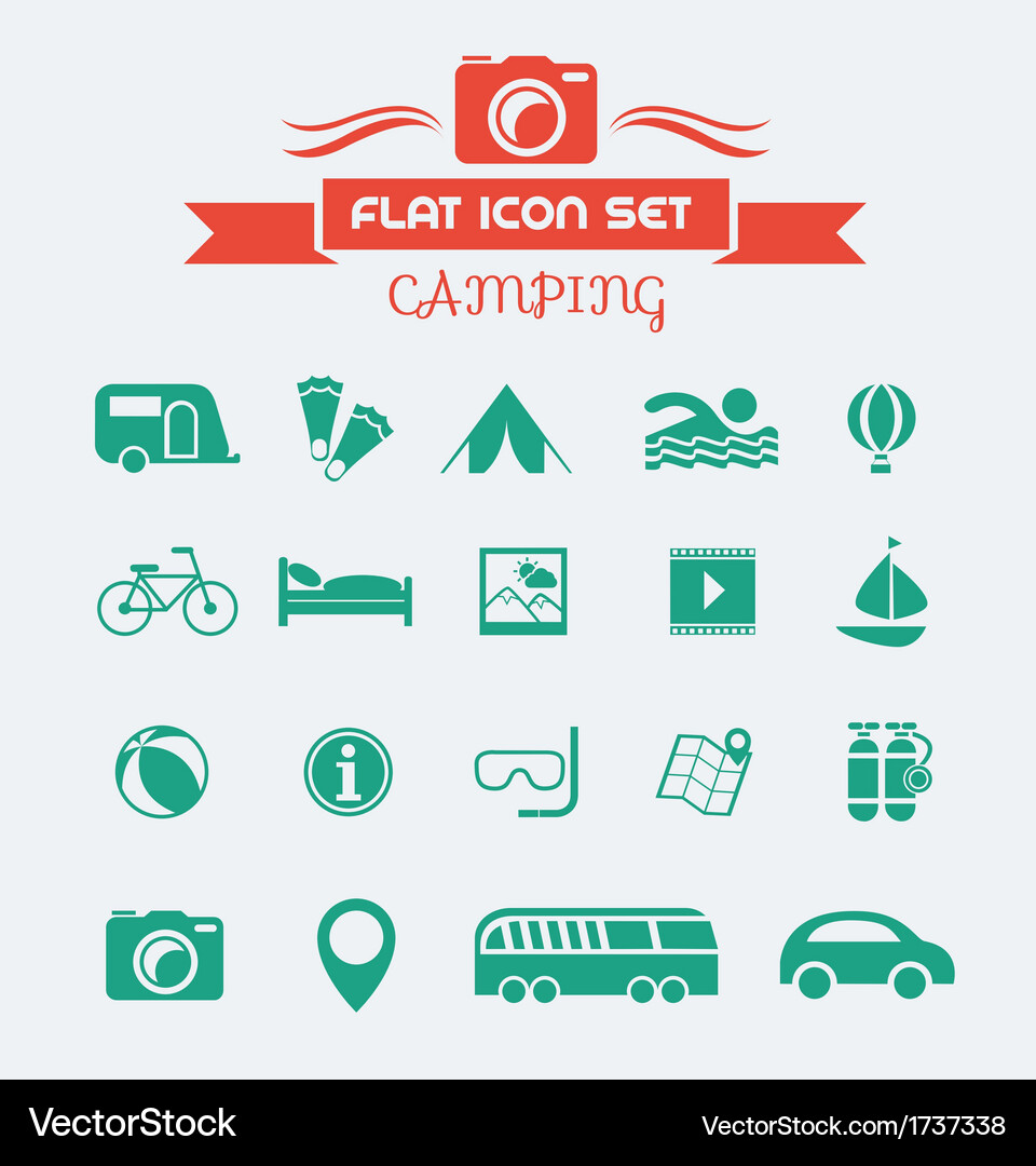 Camping Flat Icon Set Royalty Free Vector Image