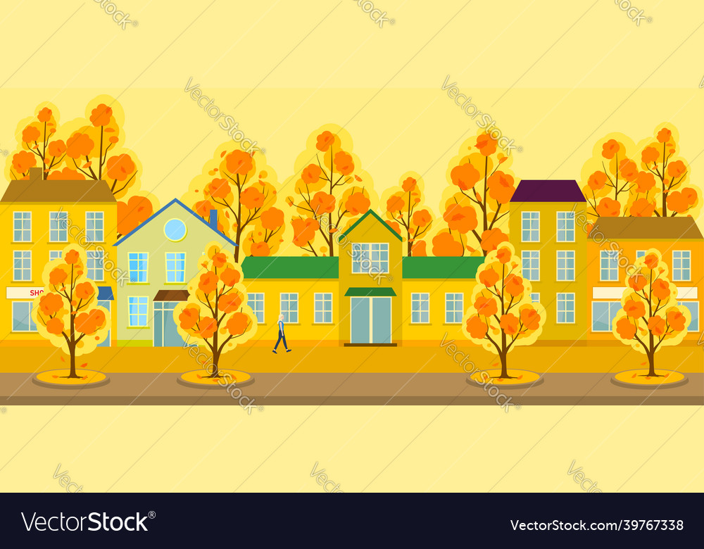 Cartoon autumn town Royalty Free Vector Image - VectorStock