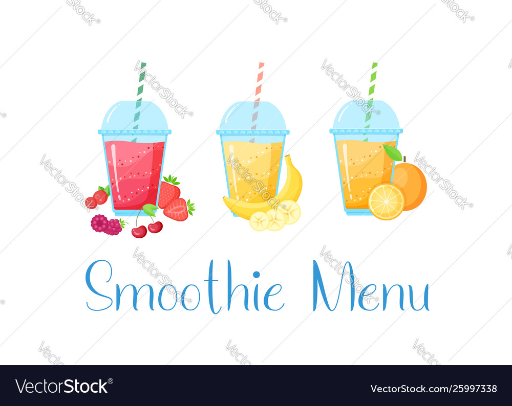 Colorful natural fruit smoothie collection graphic