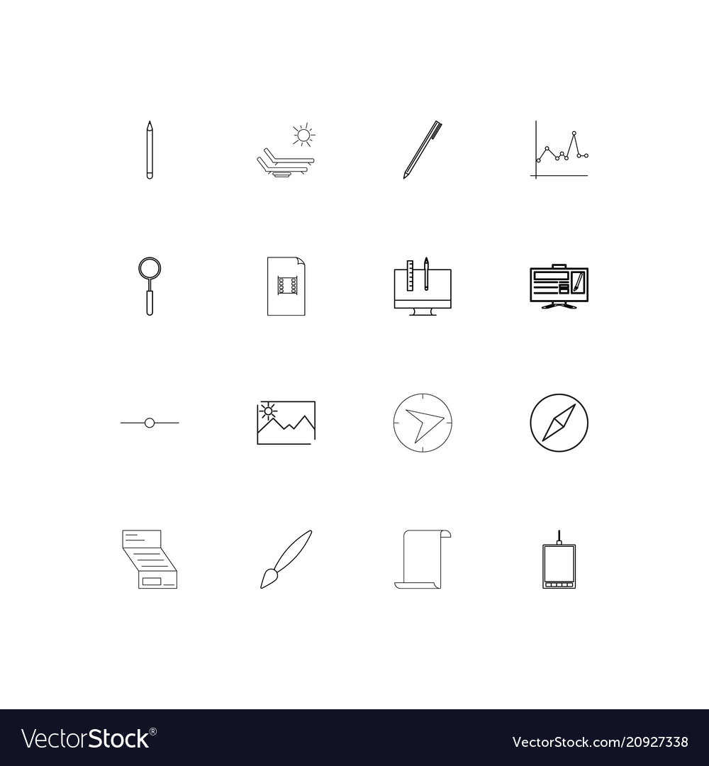 Creative process and design linear thin icons set