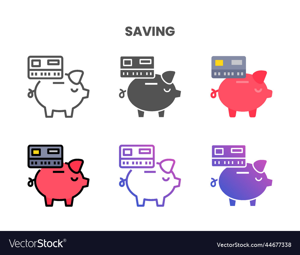Credit card saving icon set with different style