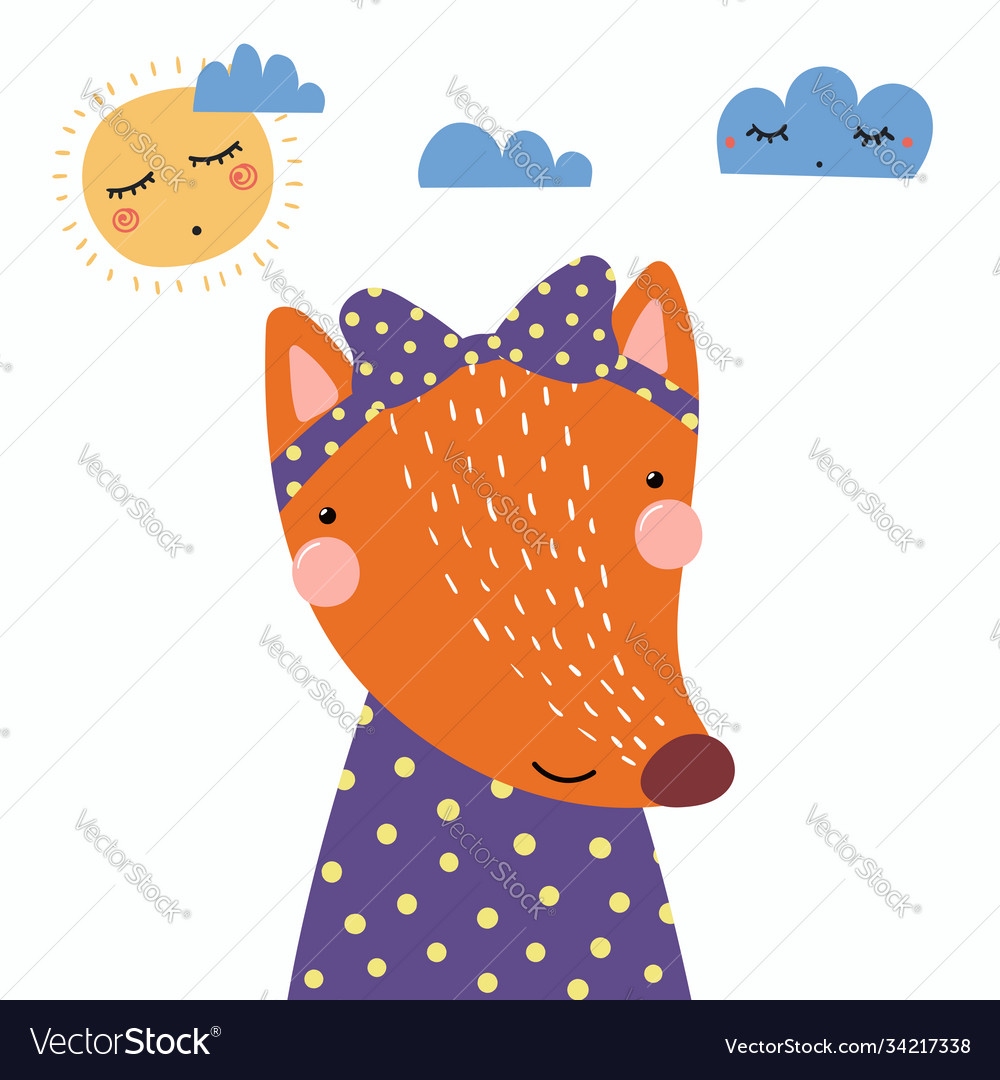 Cute fox girl vector image Cute fox girl