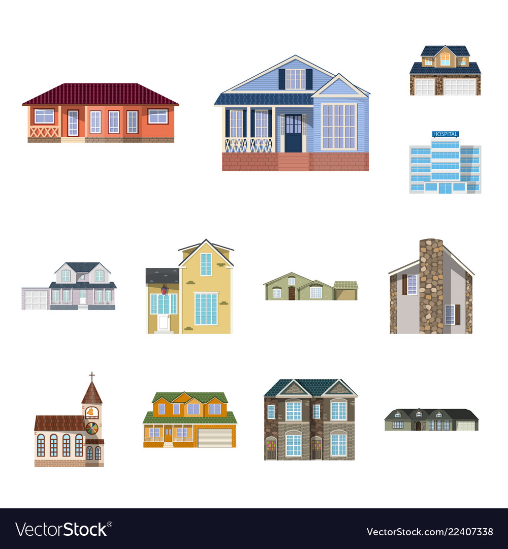 Design of building and front icon set