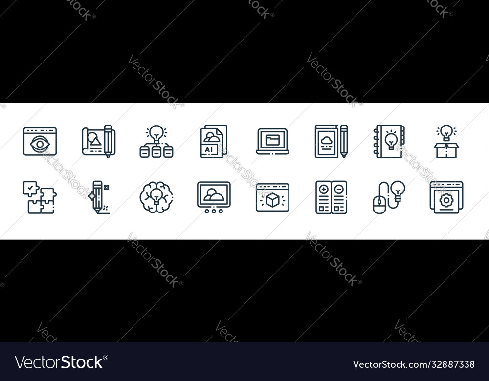 Design thinking line icons linear set quality vector image Design thinking line icons linear set quality