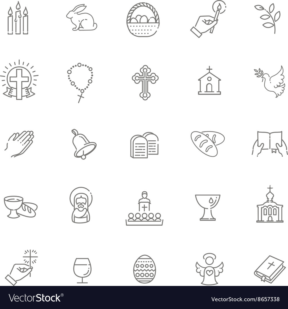 Easter icons set Christianity icon set Royalty Free Vector