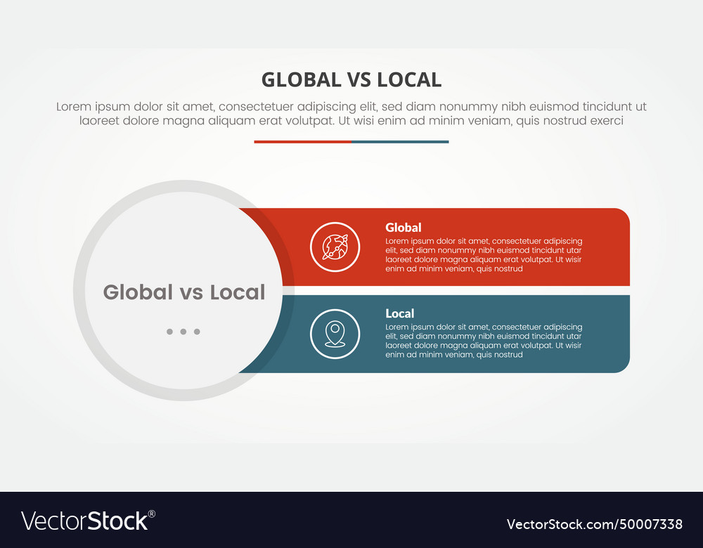 Global vs local versus comparison opposite vector image Global vs local versus comparison opposite