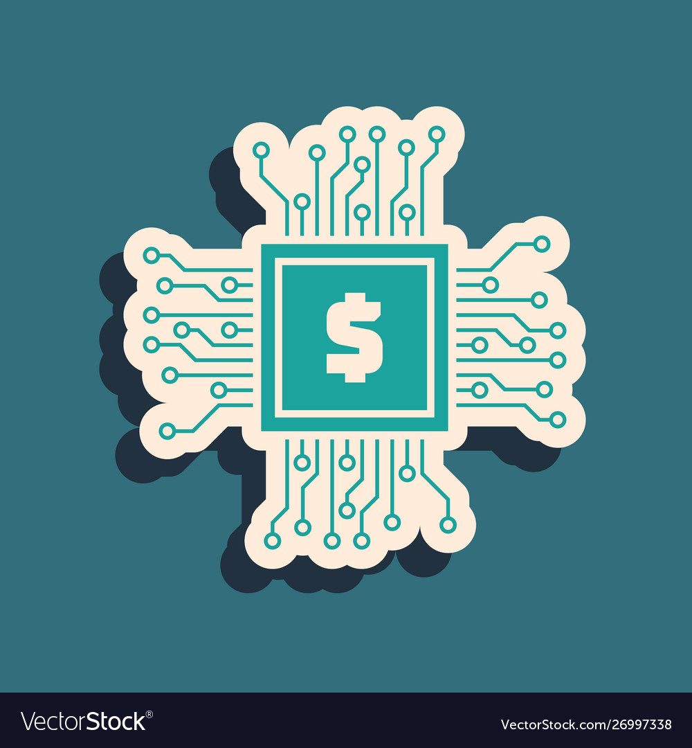 Green processor chip with dollar icon isolated