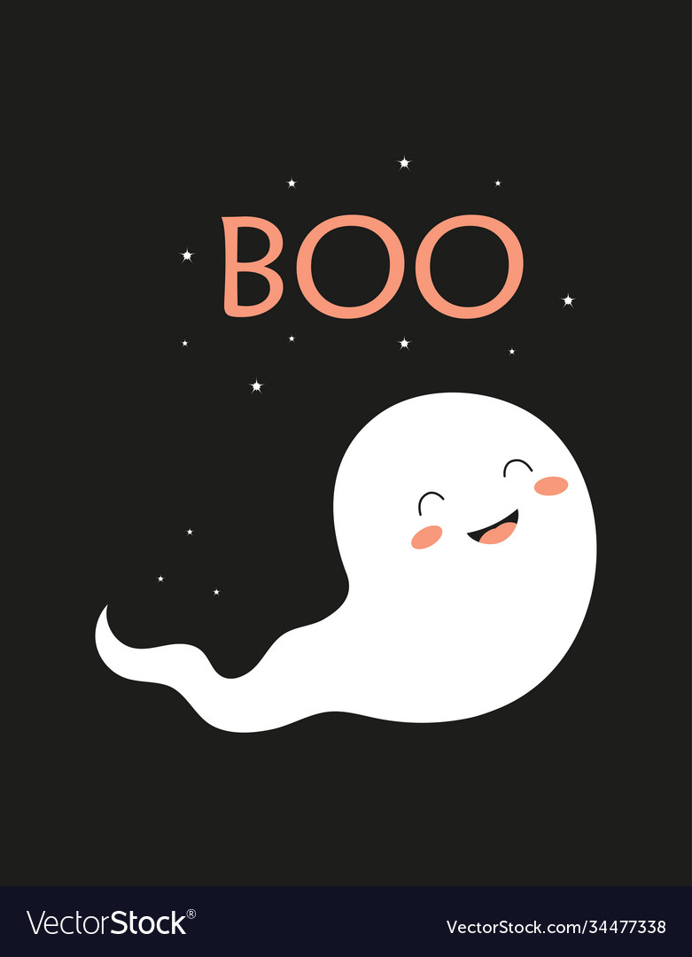 Halloween card with cute ghost