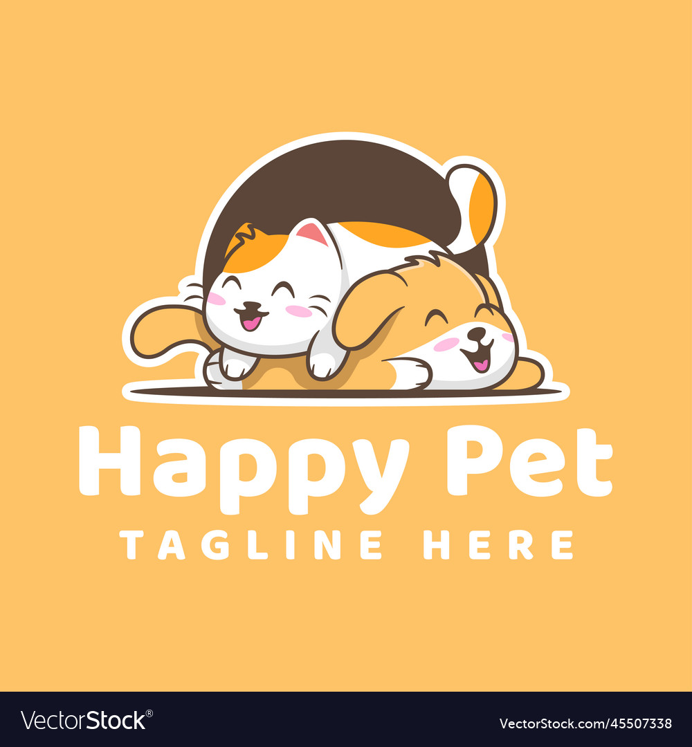 Happy pet care logo Royalty Free Vector Image - VectorStock