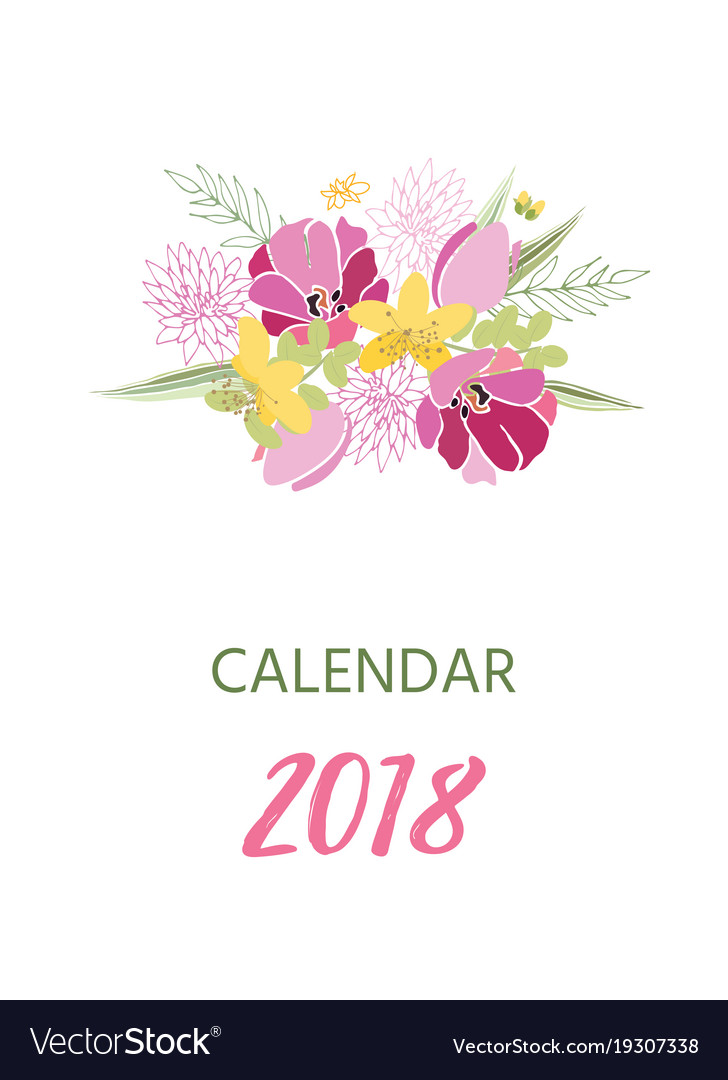 Printable 2018 calendar with pretty colorful