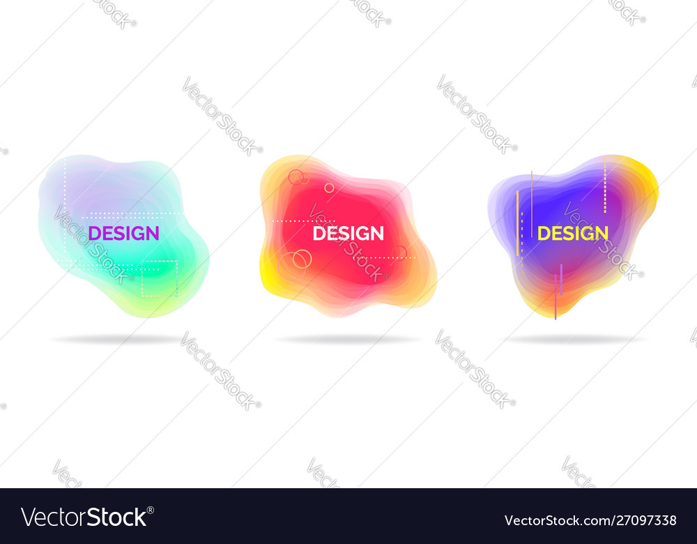 Set abstract flowing liquid elements colorful vector image Set abstract flowing liquid elements colorful