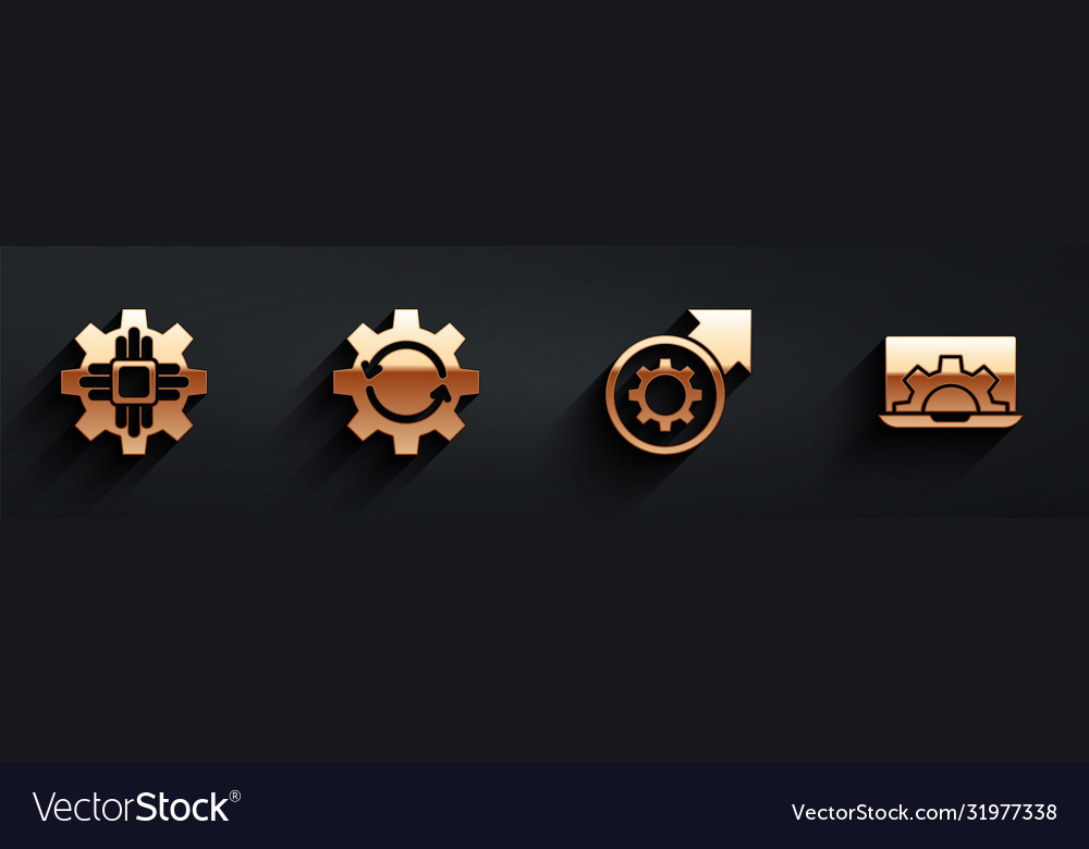 Set processor gear and arrows as workflow vector image Set processor gear and arrows as workflow