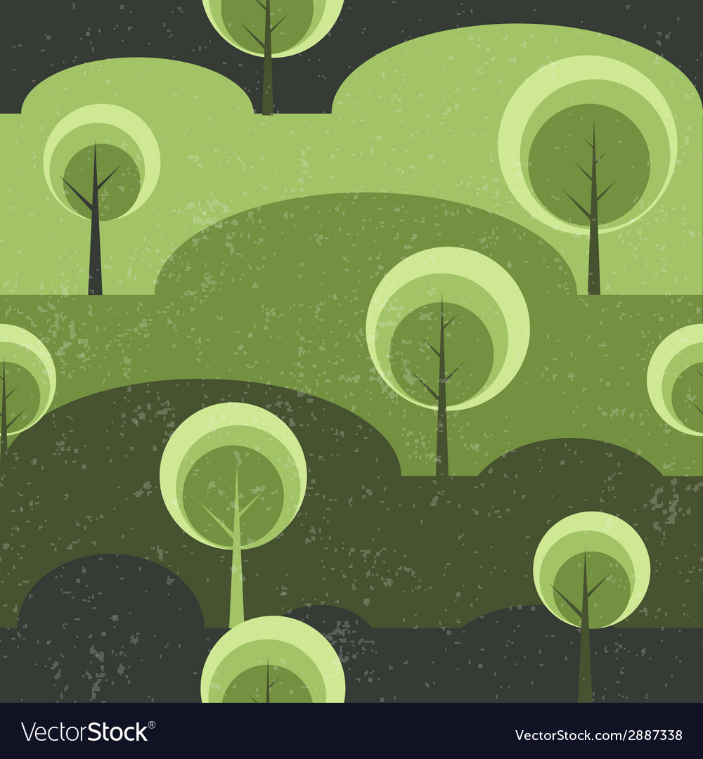 Trees on glade seamless pattern background