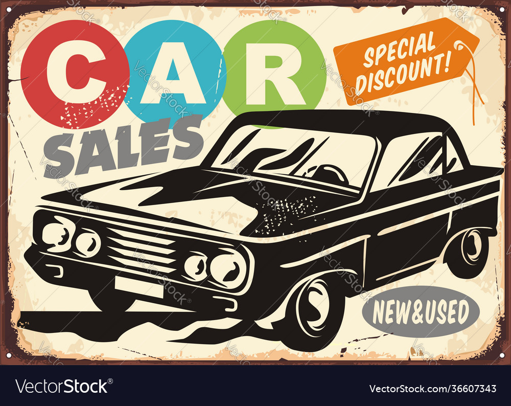 Car sales vintage commercial sign Royalty Free Vector Image